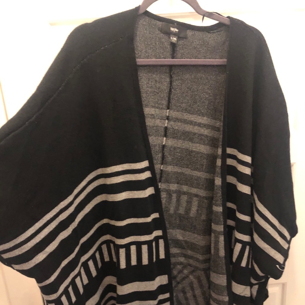Black & Grey Comfy Poncho / Cape